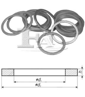 Прокладка пробки сливного масляного поддона Audi/Fiat/Mazda/Opel/Renault (14x21x1.5) (к-кт 10шт) Fischer Automotive One (FA1) 232.150.010