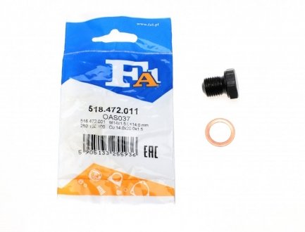 Пробка поддона масляного M14x1.5 L=14.4 (Fischer) Fischer Automotive One (FA1) 518.472.011