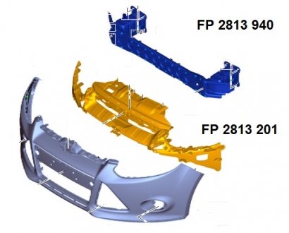 Усилитель переднего бампера верхний FORD FOCUS III 11-,FOCUS III 12-,FOCUS III Turnier 11-,FOCUS III сед FPS FP 2813 201