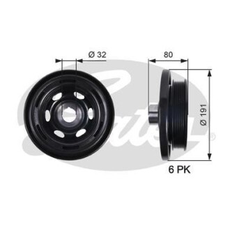 Шкив коленвала (6PK / 192 мм) MB 2.2CDI 06- (OM646) Gates TVD1089