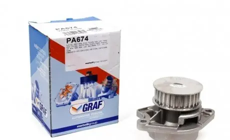 Насос воды Skoda Fabia/Octavia/Seat Ibiza/Cordoba/VW Caddy/Golf/Polo 1.4/1.4 16V 00-(27z)(B/B)(7лоп) GRAF PA674