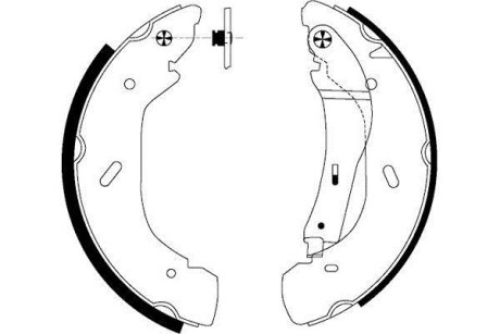 Тормозные колодки задние (барабанные) (280x64) (система BOSCH) Ford Transit HELLA 8DB 355 001-961