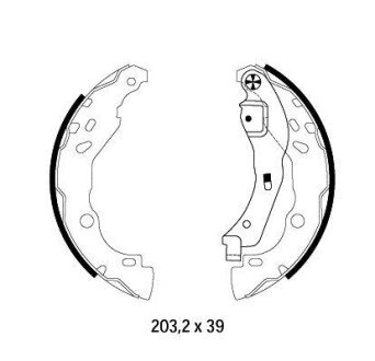 RENAULT Щеки тормозные Clio II, Logan, Nissan Micra IV, Note (система BOSCH!) HELLA 8DB 355 002-641 (фото 1)