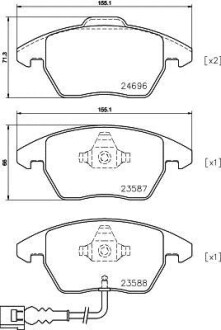 Гальмівні колодки передні Caddy/CC/Golf 04- HELLA 8DB355023-161