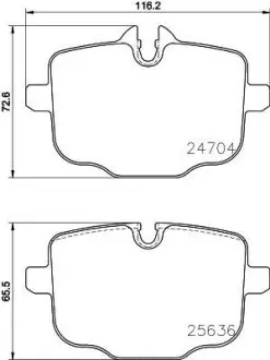 Колодки гальмівні дискові комплект; задн. HELLA 8DB355024921