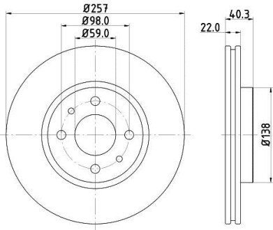 PRO FIAT гальмівний диск передн. Doblo 1.6, Stilo CITROEN Nemo HELLA 8DD 355 103-971