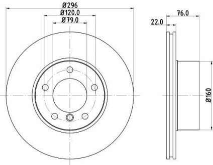 Диск тормозной перед. (вентил.) BMW 5-serie (E39) (296*22) HELLA 8DD 355 104-591