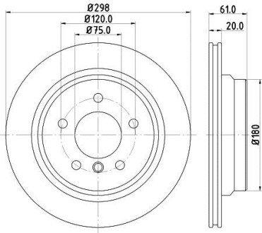 Диск тормозной задний (вентил.) BMW E39 (298*20) HELLA 8DD 355 104-611