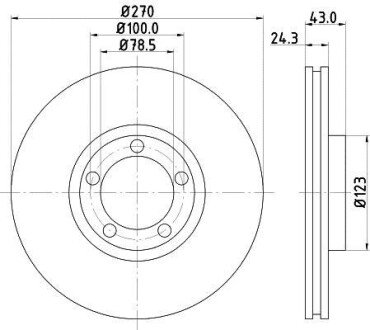 FORD диск гальм. перед. (вентил.) Transit 94-00 (270*24,1) HELLA 8DD 355 105-641