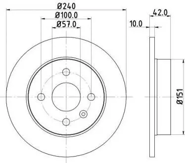 OPEL диск гальмівний задн. Astra G/H (240*10) (4-відв.) HELLA 8DD 355 106-091