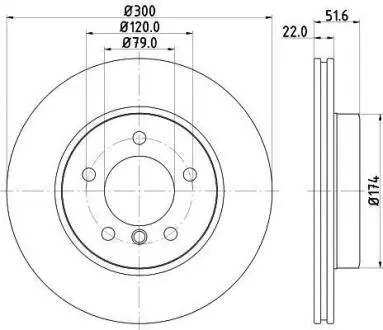 PRO BMW диск гальмівний перед. E36/46 HELLA 8DD 355 106-551