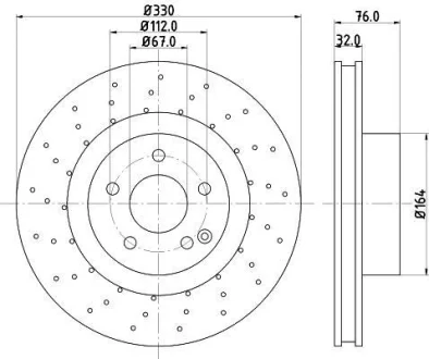 PRO DB диск гальмівний перед. (вентил.) W220 (330*32) HELLA 8DD 355 106-851