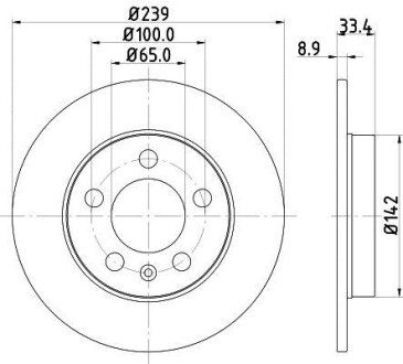 Тормозной диск задн. Octavia/Golf 98-13 (PRO) HELLA 8DD355107-461