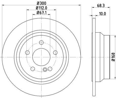 Тормозной диск зад. Audi A6 04- HELLA 8DD355108-841