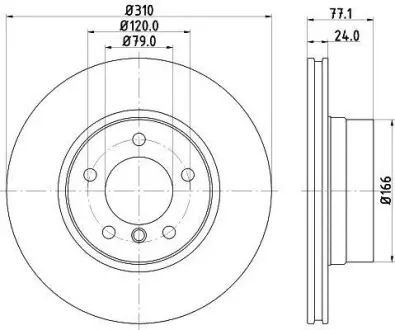 Тормозной диск перед. E60/E61 03-10 Pro HELLA 8DD355109-901