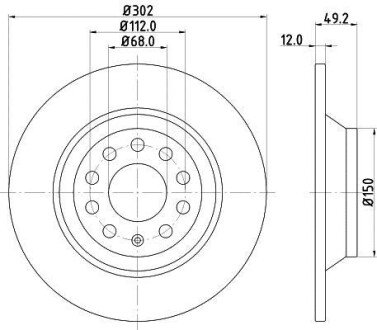 VW Диск тормозной задний AUDI A6 2.0i 2.4i 2.7TDI 2.8FSI 3.0i 05- (302*11.7) HELLA 8DD 355 111-181