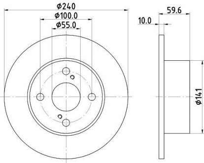 TOYOTA Гальмівний диск задн. COROLLA 1.4, 1.6, 1.9 99- HELLA 8DD 355 111-711