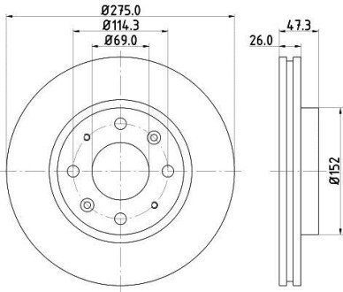 KIA Диск гальмівний передн. Cerato 04- HELLA 8DD 355 111-781