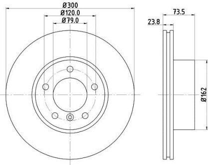 PRO BMW Гальмівний диск передн. E81/87/90/91/92 (300*24) HELLA 8DD 355 111-921