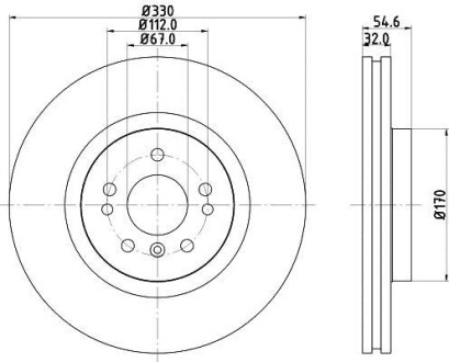 Гальмівний диск перед. W164/W251 05- (PRO) HELLA 8DD355113-171