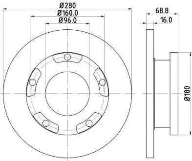 FORD диск гальм. задн. Transit 06- (з кільцем ABS) HELLA 8DD 355 113-811