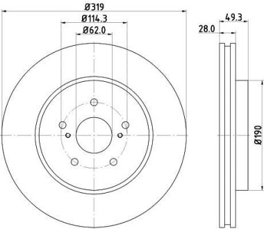 Гальмівний диск перед. Lexus RX 03-08 3.0-3.5 (PRO) HELLA 8DD355114-981