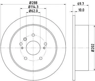 Диск гальмівний з покриттям PRO задній HELLA 8DD 355 114-991
