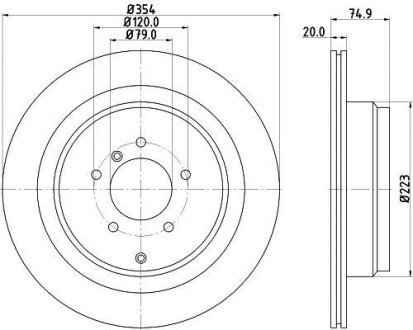 PRO LAND ROVER диск гальмівний задн. Discovery III, Range Rover III 02- HELLA 8DD 355 115-291