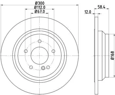 PRO DB гальмівний диск задн. W221, R230 HELLA 8DD 355 115-411