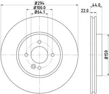 PRO BMW диск гальмівний передній Mini One, Cooper, Clubman 01- HELLA 8DD 355 115-871