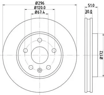 Тормозной диск перед. Insignia A/Malibu 08-1.4-2.4 (PRO) HELLA 8DD355116-031