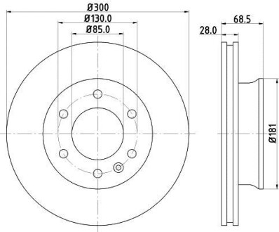 Тормозной диск перед. Sprinter/Crafter 06- (300x28) HELLA 8DD355117-621