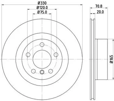Тормозной диск задн. F25/F26 (про) HELLA 8DD355119-541