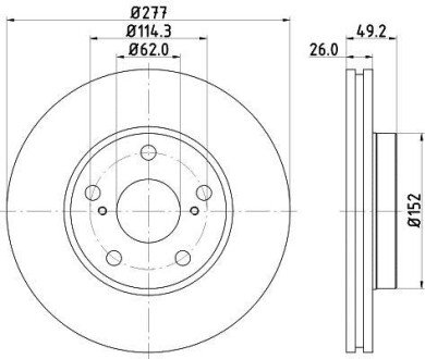 PRO TOYOTA гальмівний диск передн.Auris 12-, Corolla 13- HELLA 8DD 355 119-661