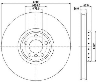 PRO HIGH CARBON BMW Гальмівний диск передн. правий X5 (E70), X5 (F15, F85), X6 (E71, E72) HELLA 8DD 355 120-731