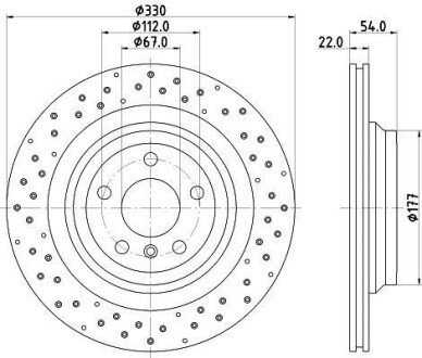 PRO HIGH CARBON DB диск гальмівний задн.GLE W166 11- HELLA 8DD 355 122-551