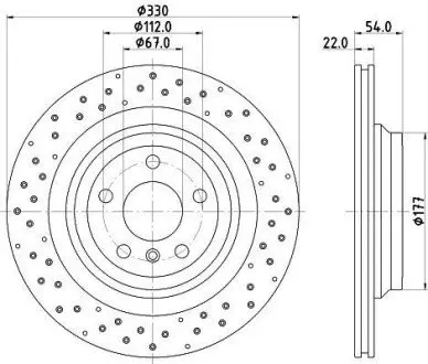 PRO HIGH CARBON DB диск гальмівний задн.GLE W166 11- HELLA 8DD 355 122-551