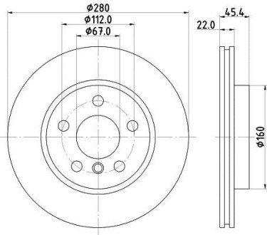 PRO MINI Диск гальмівний передній BMW 2/F45 HELLA 8DD 355 123-481