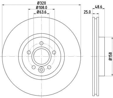 Гальмівний диск перед. Transit Connect/Kuga/V40 05- 1.0-2.5(PRO) HELLA 8DD355125-151