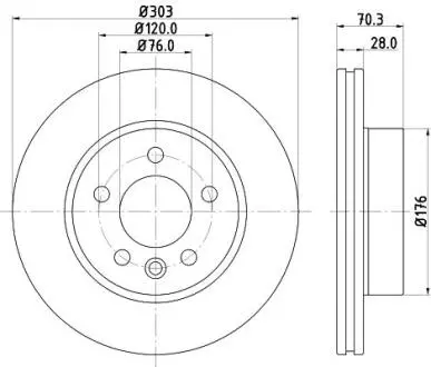 PRO VW диск гальм. передн. CRAFTER 16- HELLA 8DD 355 125-561