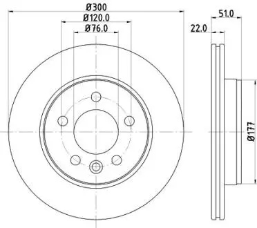 PRO VW гальмівний диск задн. AMAROK 2.0 BiTDI 11-, CRAFTER 2.0 TDI 17- HELLA 8DD 355 125-571