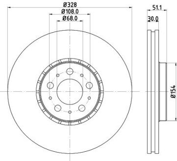 PRO VOLVO Диск гальм. передн. (High Carbon) XC90 HELLA 8DD 355 125-581