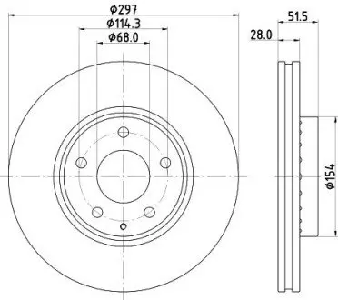 Диск гальмівний з покриттям PRO передній на Mazda CX-5 KE 2015> HELLA 8DD 355 126-981
