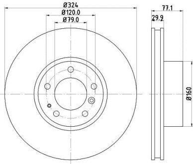 PRO HIGH CARBON BMW диск гальмівний перед. 5-serie E39, 7-serie E38 (324*30) HELLA 8DD 355 127-101