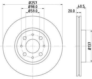 PRO HIGH CARBON FIAT Гальмівний диск передн. DOBLO, ALFA ROMEO, LANCIA HELLA 8DD 355 127-151