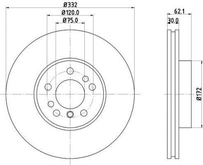 PRO HIGH CARBON BMW Гальмівний диск передн. X5 (E53) HELLA 8DD 355 127-631