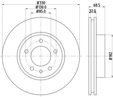 PRO HIGH CARBON VW Диск гальм. передн лів. Touareg 02- HELLA 8DD 355 128-041