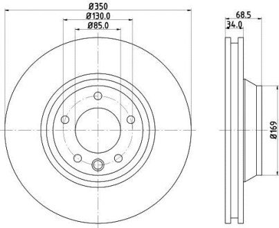 PRO HIGH CARBON AUDI диск гальм. передн прав. Q7 06- VW Touareg 5.0TDI HELLA 8DD 355 128-071