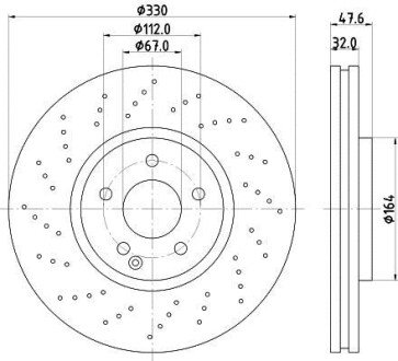 PRO HIGH CARBON DB Гальмівний диск передн. W211, W220 HELLA 8DD 355 128-151