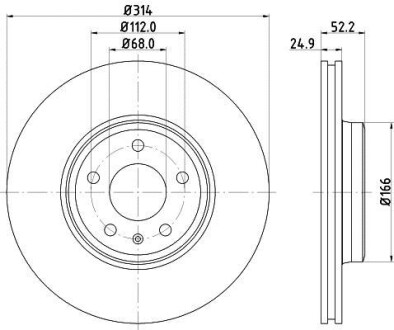 Гальмівний диск пер. A4/A5/A4 16- HELLA 8DD355128-711